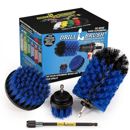 Drill Brush Power Scrubber By Useful Products 5 in W 7 in L Brush, Blue B-S-42J-5X-QC-DB